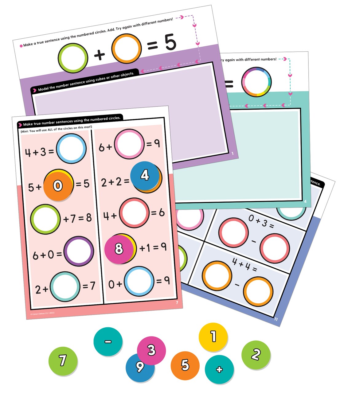 Carson Dellosa 22-Piece Number Sentence Edu-Clings Set, Dry Erase Mats and Silicone Math Manipulatives, Addition and Subtraction Mathematics Practice for Kids